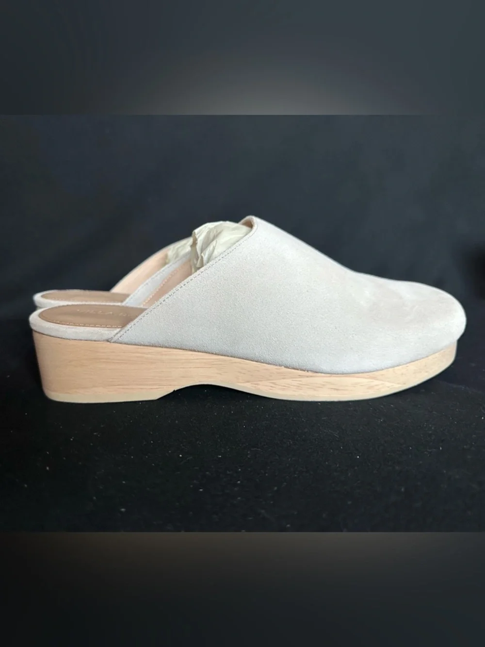 Villa Rouge Valencia Minimalist Light Grey mules Suede Slip-On Clog - Picture 4 of 16